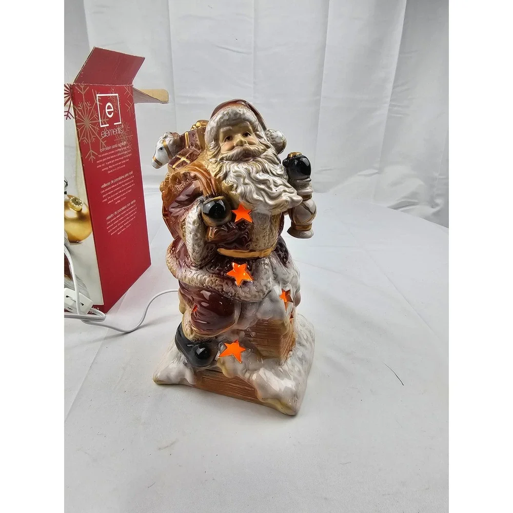 Elements Santa Claus Night Light Figurine Porcelain With Box Christmas Decor‎